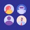 Avatars of women, men, chat bot, unknown. Concept of user pic, face icons. Vector illustration in flat design for representing