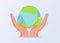 Ave the earth concept hand hold water droplet leaf earth white isolated background with flat style