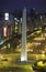 Avenida 9 de Julio, widest avenue in the world, and El Obelisco, The Obelisk at night, Buenos Aires, Argentina