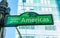 Avenue of the Americas, Manhattan New York downtown. Green color street sign, Bryant park