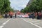 Avenue de la Liberte with protestors