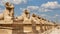 Avenue of the Sphinxes and Sety II Obelisk from the first pylon of the Karnak Temple in Luxor, Egypt.