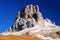 Averau Peak 2649 m in the Dolomites, in a sunny autumn day.