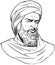 Averroes cartoon style portrait, vector