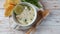 Avgolemono - traditional greek chicken soup with rice, lemon and eggs