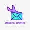 Avia delivery thin line icon, arrived at country sign. Plane and envelope. Modern vector illustration