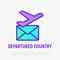 Avia delivery thin line icon, departured country sign. Plane and envelope. Modern vector illustration