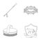 Aviary, whip, emblem, hippodrome .Hippodrome and horse set collection icons in outline style vector symbol stock