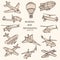 Aviation and Aeronautics objects vector collection