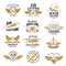 Aviation airplane legend team vector retro icons