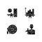 Aviation black glyph icons set on white space