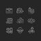 Aviation chalk white icons set on black background