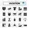 Aviation glyph design icon set.