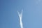 Aviation group `Russian knights` show aerobatics on SU-27 at the air show