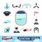 Aviation icons set airline station airport symbols departure terminal plane stewardess tourism vector illustration