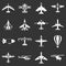 Aviation icons set grey vector