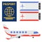 Aviation icons vector set airline graphic airplane airport transportation fly travel symbol illustration