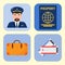 Aviation icons vector set airline graphic symbols airport pilot fly travel symbol illustration.