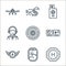 aviation line icons. linear set. quality vector line set such as helipad, airplane, aviation, monitors, engine, pilot, passport,