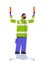 aviation marshaller supervisor signaling near aircraft air traffic controller airline worker in signal vest professional