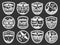 Aviation school and air tours vector icons set