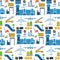 Aviation seamless pattern background vector airline graphic airplane airport transportation fly travel symbol