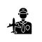 Aviation security black glyph icon