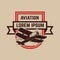 Aviation training center emblem template with retro airplane. Design element for logo, label, emblem, sign.