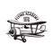 Aviation training center emblem template with retro airplane. Design element for logo, label, emblem, sign.