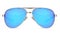 Aviators sunglasses with blue lenses isolated on white