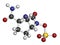 Avibactam drug molecule. Beta-lactamase inhibitor given in combination with antibiotics. Atoms are represented as spheres with