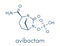 Avibactam drug molecule. Beta-lactamase inhibitor given in combination with antibiotics. Skeletal formula.