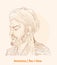 Avicenna / ibni sina 980-1037 portrait in cartoon art illustration