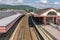 Aviemore train station platform on a summers day