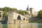 Avignon city with the ancient broken medieval bridge of Saint Benezet Europe-France-Provence - image on white background for