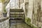 Avignon, France. Terrace with a water Mill in Rue des Teinturiers