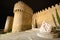 Avila at night, medieval city walls. Avila, Spain.