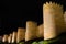 Avila at night, medieval city walls. Castile and Leon, Spain.