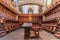 Avila, Spain - September 9, 2017: Chorus in wood of The Cathedral of the Saviour Catedral de Cristo Salvador, Catholic church in
