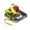 Avocado, apple and measure tape on weight scale isometric realistic