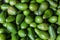 Avocado background. Fresh green avocado on a market stail. Food