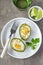 Avocado baked with eggs
