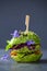 Avocado burger with green patty