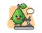 Avocado cartoon character walking on the treadmill