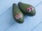 Avocado cartoon eyes fresh on blue wooden concept vitamin