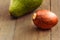 Avocado core on brown wooden old table