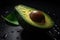 Avocado on dark table. Fruits healthy food concept. Generative AI