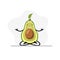 Avocado doing yoga, calm meditation and right breathe