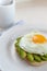 Avocado and egg on toast breakfast