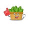 Avocado fruit basket mascot cartoon style with Foam finger